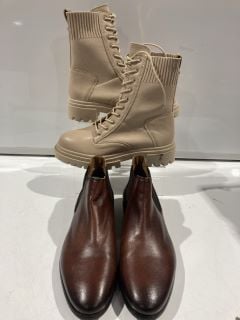 ALDO BROWN BOOTS SIZE 8.5 + ALDO CREAM ANKLE BOOTS RRP £90