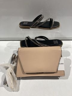 ALDO LASTOURS PURSE + WHERE'S THAT ROM BLACK SANDALS SIZE 5 RRP £60