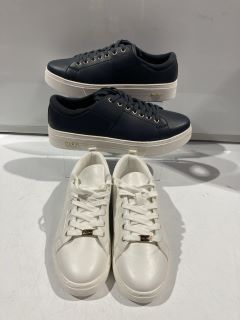 ALDO MEN'S TRAINERS AGASSI NAVY SIZE 10 + ALDO WHITE/GOLD TRAINERS SIZE 7 RRP £100