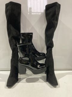 ALDO BLACK HEELED BOOTS SIZE 4.5 + ALDO BLACK KNEE HIGH HEELED BOOTS SIZE 8.5 RRP £150