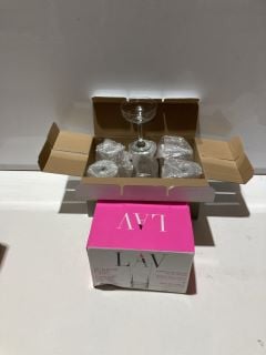 1 X BOX OF KITCHEN ITEMS TO INCLUDE STAINLESS STEEL CLASSY KETTLE, 730CC WINE GLASSES