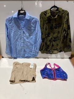 1 X BOX OF WOMENS CLOTHING TO INCLUDE OLIVE GREEN FLORAL SHIRT