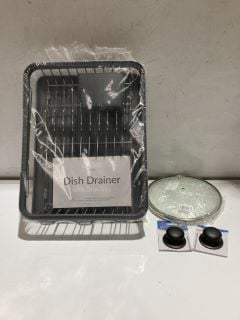 1 X BOX OF KITCHEN ITEMS TO INCLUDE DISH DRAINER