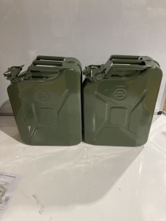 2 X GREEN METAL JERRYCAN