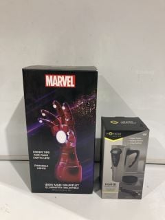 BOX OF ITEMS TO INCLUDE MARVEL'S IRON MAN GAUNTLET