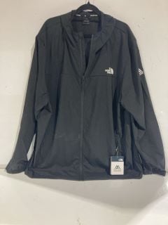 MENS NORTH FACE QUARTER ZIP TOP BROWN SIZE XL AND A NORTH FACE HOODED WIND JACKET BLACK SIZE XXL