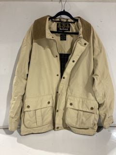 BARBOUR BEIGE JACKET WITH CORD COLLAR SIZE L