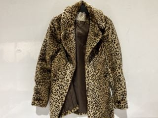 BOX OF CLOTHING TO INCLUDE NEW LOOK ANIMAL PRINT FUR JACKET