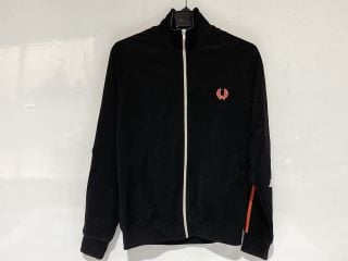 FRED PERRY TRACKSUIT TOP BLACK SIZE S TO ALSO INCLUDE RALPH LAUREN QUARTER ZIP GREY TOP SIZE S