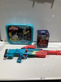 BOX OF CHILDREN'S TOYS TO INCLUDE FORTNITE SNIPER RIFLE NERF GUN