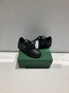 BOX OF CLOTHING ITEMS TO INCLUDE BLACK LACOSTE TRAINERS SIZE 2