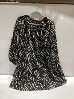 BOX OF DESIGNER CLOTHING TO INCLUDE AX PARIS BLACK/WHITE MIDI DRESS SIZE 12