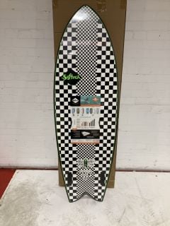 SOFT TECH 6FT BLACK AND WHITE CHESSBOARD EFFECT SURFBOARD RRP £409