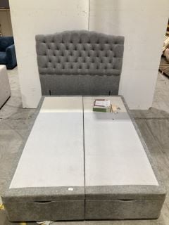 KENDAL DOUBLE STORAGE OTTOMAN BED IN FALLOW GREY BROOKLYN FABRIC RRP £849