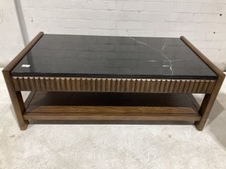 OLIVER DARK OAK & BLACK MARBLE COFFEE TABLE RRP £399