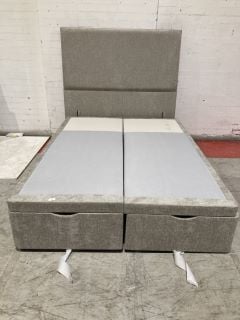 PENZANCE DOUBLE STORAGE OTTOMAN BED IN QUILL GREY BROOKLYN FABRIC RRP £849