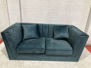 BELIANI GAULA 2 SEATER VELVET FABRIC SOFA IN TEAL RRP £869