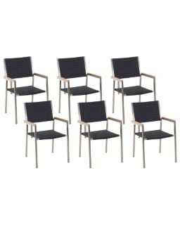 BELIANI GROSSETO SET OF 6 GARDEN CHAIRS IN BLACK RRP £649