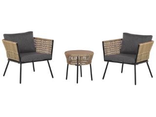 BELIANI GARGANO PE RATTAN BISTRO SET IN BROWN WITH GREY RRP £419