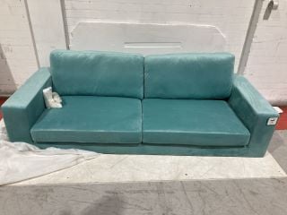 BELIANI VADSTENA 3 SEATER VELVET SOFA IN LIGHT BLUE RRP £609