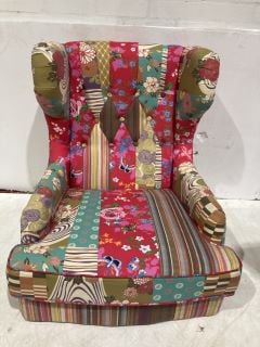 BELIANI WING BACK CHAIR IN FABRIC FUCHSIA PINK RRP £499