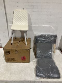 4 BELIANI HAVRE OFF - WHITE CHAIRS & ROCKEFELLER CHAIR IN GREY