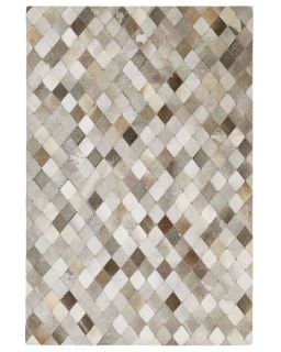 BELIANI BANAZ COWHIDE AREA RUG GREY AND BEIGE 140 200 CM RRP £309