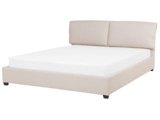 BELIANI BELFORT FABRIC SUPERKING SIZE BED IN BEIGE RRP £399 180 X 200 CM