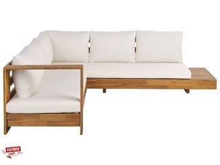 BELIANI MARETTIMO ACACIA WOOD OFF- WHITE RIGHT HAND 5 SEATER RRP £1499