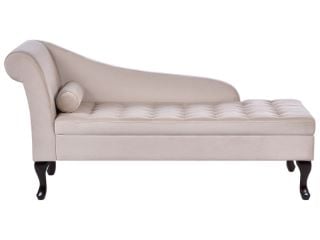 BELIANI PESSAC LEFT HAND VELVET CHAISE LOUNGE WITH STORAGE IN LIGHT BEIGE RRP £369