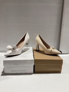 BOX OF WOMEN'S SHOES TO INCLUDE DREAMPAIRS PEACH LOW POINTED HEELS SIZE 5