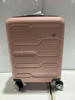 BOX OF ITEMS TO INCLUDE TRAVEL EASY BOOSTER EASY & SA PRODUCTS CABIN LUGGAGE IN ROSE GOLD