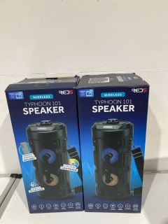 BOX OF ITEMS TO INCLUDE WIRELESS TYPHOON 101 SPEAKER