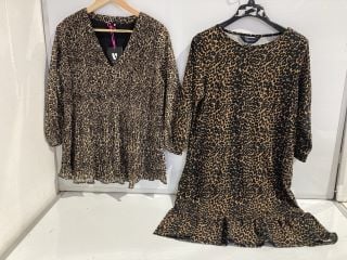 BOX OF ITEMS TO INCLUDE SOSANDER BROWN ANIMAL PRINT JERSEY RELAXED SLEEVE SHIFT DRESS SIZE 12 RRP £120