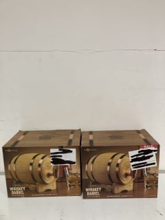 BOX OF ITEMS TO INCLUDE PREMIUM WHISKEY BARREL DRINKS DISPENSER