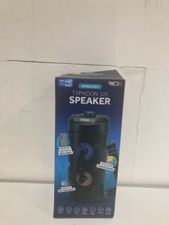 BOX OF ITEMS TO INCLUDE RED5 WIRELESS TYPHOON 101 SPEAKER