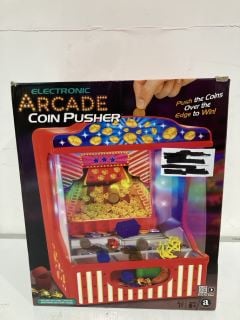 BOX OF ITEMS TO INCLUDE ELECTRONIC ARCADE COIN PUSHER