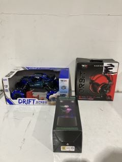 BOX OF ITEMS TO INCLUDE RED5 DRIFT SPEED RACER 1/16 SCALE