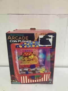 BOX OF ITEMS TO INCLUDE ELECTRONIC ARCADE COIN PUSHER