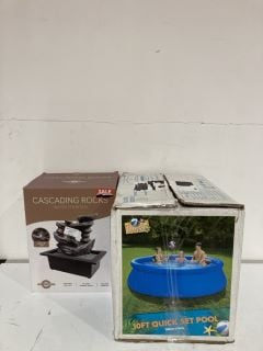 BOX OF ITEMS TO INCLUDE WELLBEING CASCADING ROCKS WATER FOUNTAIN