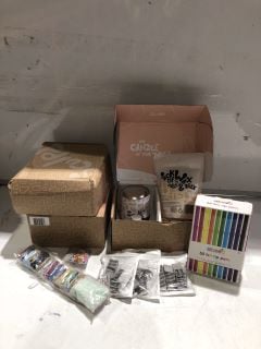 A BOX OF ASSORTED ITEMS TO INCLUDE SCULPTED CANDLE MAKING KIT