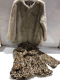 A BOX OF WOMEN'S CLOTHING TO INCLUDE NEXT LEOPARD PRINT DRESSING GOWN SIZE L