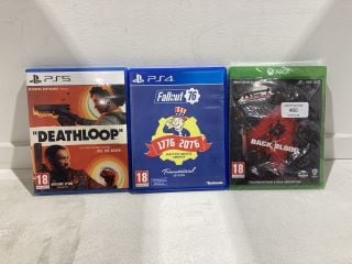 1X PS4/1X PS5 AND 1X XBOX GAMES TO INCLUDE FALLOUT 76 1776 2076 VAULT-TEC SALUTES AMERICA (18+ ID MAY BE REQUIRED)