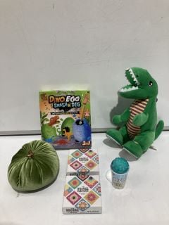 BOX TO INCLUDE DINO EGG SMASH N DIG, GORILLA STRETCH