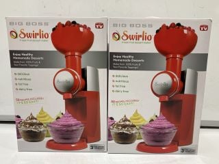 2 X BIG BOSS SWIRLIO FROZEN FRUIT DESSERT MAKER RRP £100