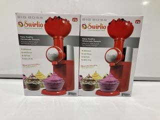 2 X BIG BOSS SWIRLIO FROZEN FRUIT DESSERT MAKER RRP £100