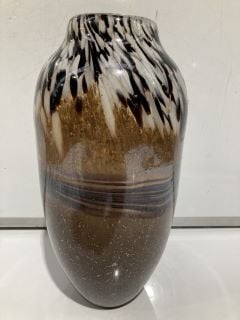 4X LARGE HANDMADE BROWN MARBLE-LIKE DESIGN VASE