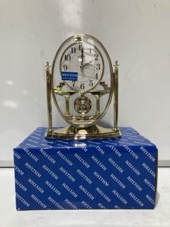 BOX OF ITEMS TO INCLUDE GOLD COLOUR CLOCK