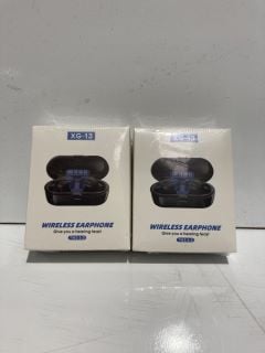 BOX OF ITEMS TO INCLUDE XG-13 WIRELESS EARPHONES