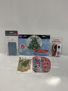 BOX OF ITEMS TO INCLUDE FOIL CHRISTMAS BALLOON DECORATION